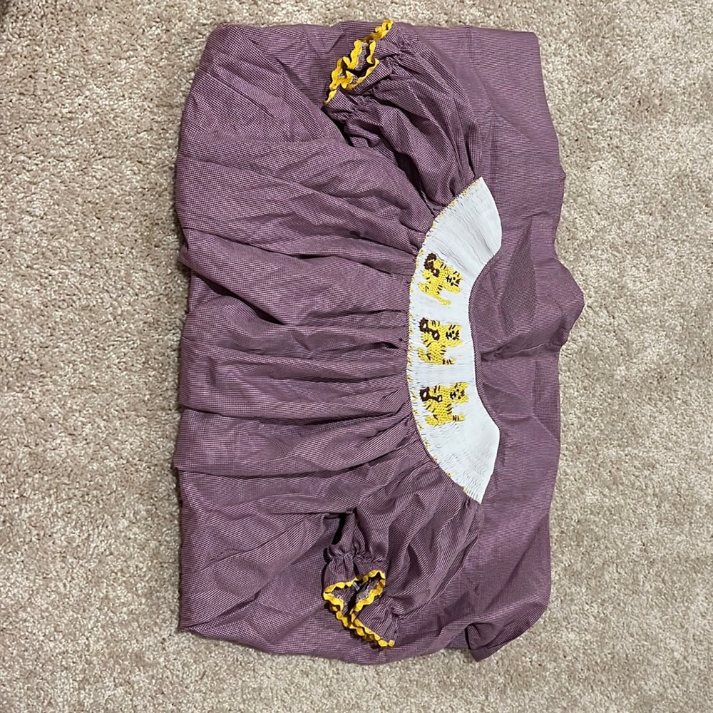 Smocked LSU toddler girls dress